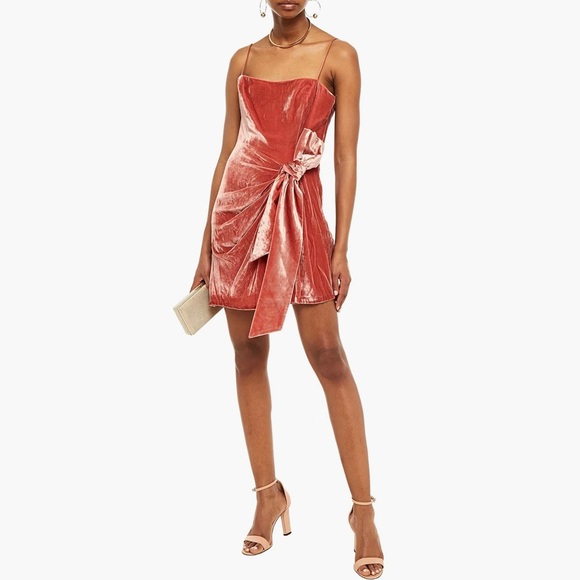 NEW CINQ A SEPT PINK VELVET MINI DRESS - Picture 9 of 10